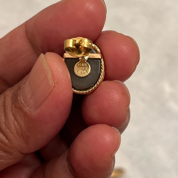 Milor 14K Yellow Gold Druzy & White Topaz Ring with druzy set of earrings. - Picture 4 of 13